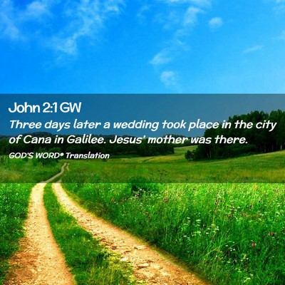 Picture 02 - John 2:1 GW - Three days later a wedding took place in the city - Bible Verse Picture