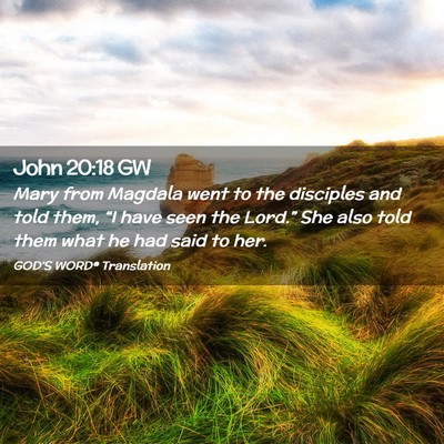 Picture 02 - John 20:18 GW - Mary from Magdala went to the disciples and told - Bible Verse Picture