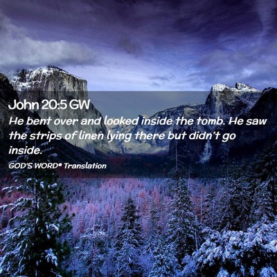 Picture 02 - John 20:5 GW - He bent over and looked inside the tomb. He saw - Bible Verse Picture