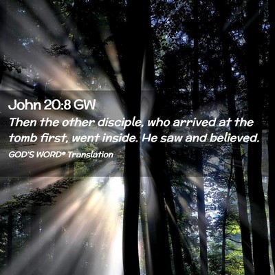Picture 02 - John 20:8 GW - Then the other disciple, who arrived at the tomb - Bible Verse Picture