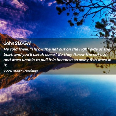 Picture 02 - John 21:6 GW - He told them, “Throw the net out on the right - Bible Verse Picture