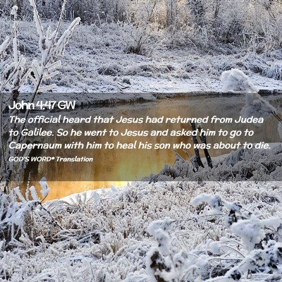 Picture 02 - John 4:47 GW - The official heard that Jesus had returned from - Bible Verse Picture