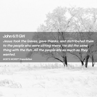 Picture 02 - John 6:11 GW - Jesus took the loaves, gave thanks, and - Bible Verse Picture