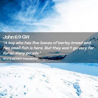 Picture 02 - John 6:9 GW - “A boy who has five loaves of barley bread and - Bible Verse Picture