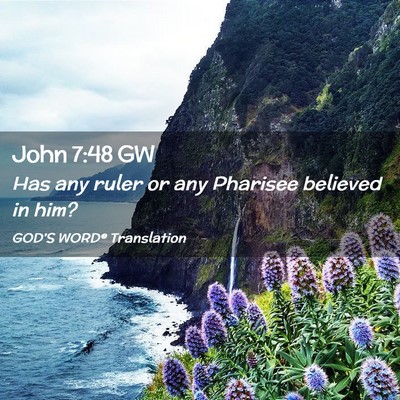 Picture 02 - John 7:48 GW - Has any ruler or any Pharisee believed in - Bible Verse Picture