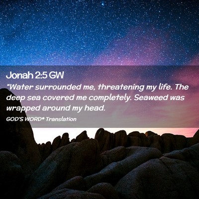 Picture 02 - Jonah 2:5 GW - “Water surrounded me, threatening my life. The - Bible Verse Picture
