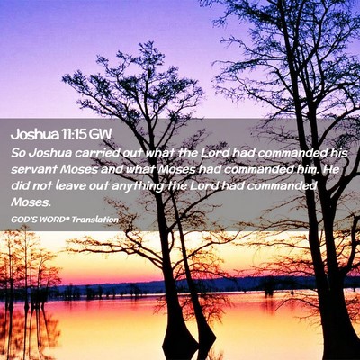 Picture 02 - Joshua 11:15 GW - So Joshua carried out what the Lord had commanded - Bible Verse Picture
