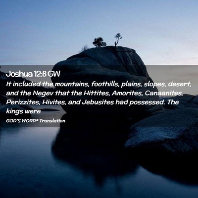 Picture 02 - Joshua 12:8 GW - It included the mountains, foothills, plains, - Bible Verse Picture