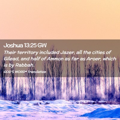 Picture 02 - Joshua 13:25 GW - Their territory included Jazer, all the cities of - Bible Verse Picture