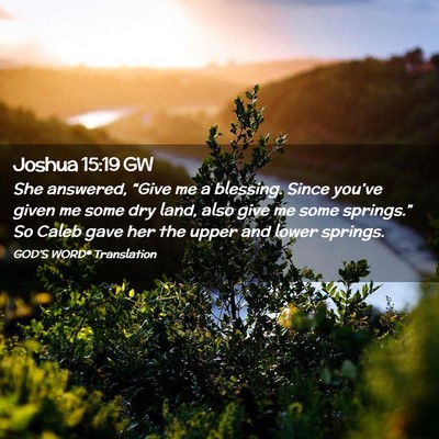 Picture 02 - Joshua 15:19 GW - She answered, “Give me a blessing. Since - Bible Verse Picture