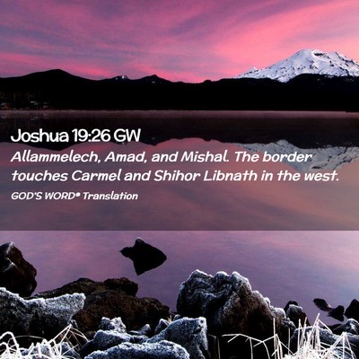 Picture 02 - Joshua 19:26 GW - Allammelech, Amad, and Mishal. The border touches - Bible Verse Picture