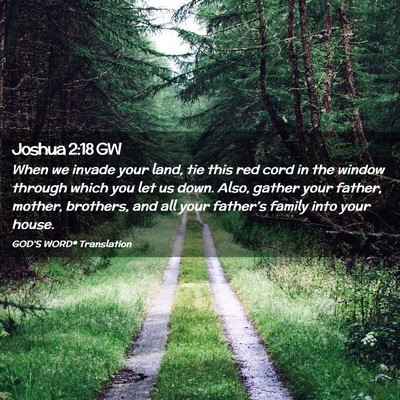 Picture 02 - Joshua 2:18 GW - When we invade your land, tie this red cord in - Bible Verse Picture