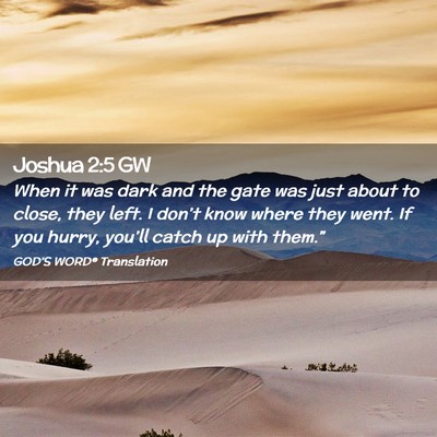 Picture 02 - Joshua 2:5 GW - When it was dark and the gate was just about to - Bible Verse Picture