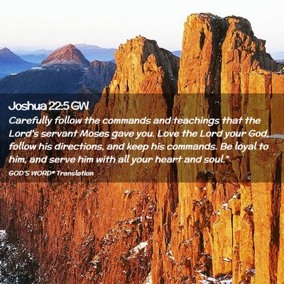 Picture 02 - Joshua 22:5 GW - Carefully follow the commands and teachings that - Bible Verse Picture