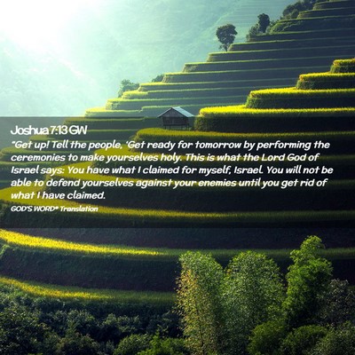 Picture 02 - Joshua 7:13 GW - “Get up! Tell the people, ‘Get ready for - Bible Verse Picture
