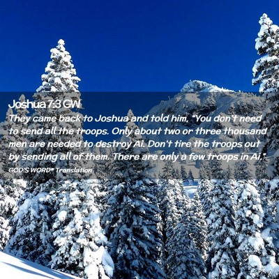 Picture 02 - Joshua 7:3 GW - They came back to Joshua and told him, “You - Bible Verse Picture