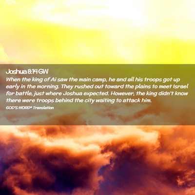 Picture 02 - Joshua 8:14 GW - When the king of Ai saw the main camp, he and all - Bible Verse Picture