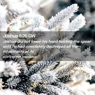 Picture 02 - Joshua 8:26 GW - Joshua did not lower his hand holding the spear - Bible Verse Picture