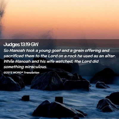 Picture 02 - Judges 13:19 GW - So Manoah took a young goat and a grain offering - Bible Verse Picture