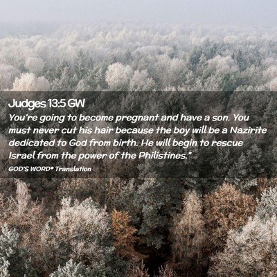 Picture 02 - Judges 13:5 GW - You’re going to become pregnant and have a son. - Bible Verse Picture