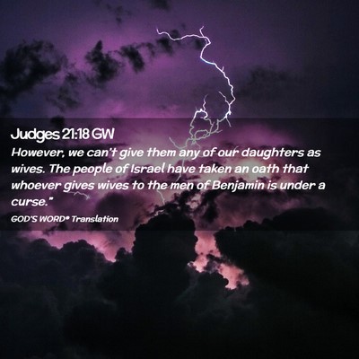 Picture 02 - Judges 21:18 GW - However, we can’t give them any of our - Bible Verse Picture