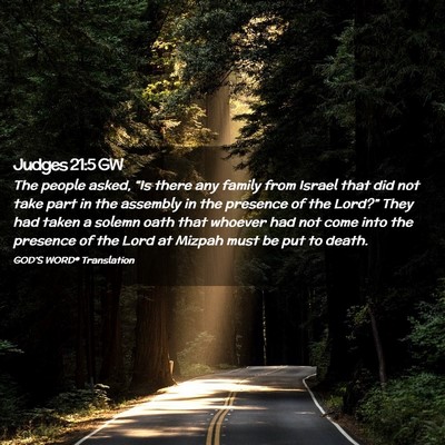 Picture 02 - Judges 21:5 GW - The people asked, “Is there any family from - Bible Verse Picture