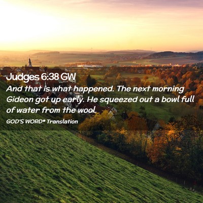 Picture 02 - Judges 6:38 GW - And that is what happened. The next morning - Bible Verse Picture