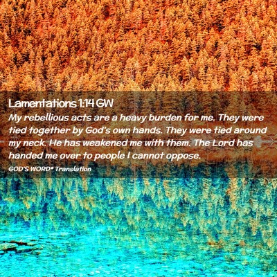 Picture 02 - Lamentations 1:14 GW - My rebellious acts are a heavy burden for me. - Bible Verse Picture