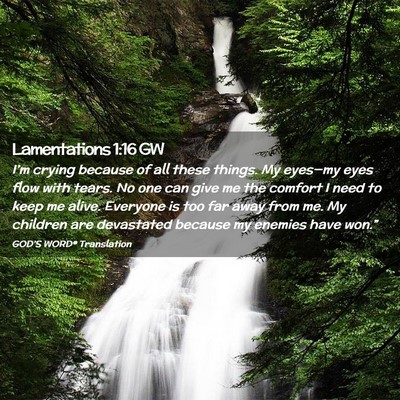 Picture 02 - Lamentations 1:16 GW - I’m crying because of all these things. My - Bible Verse Picture
