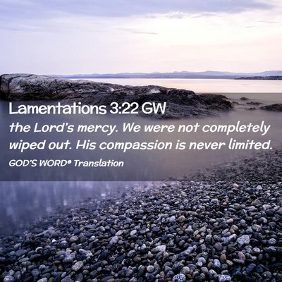 Picture 02 - Lamentations 3:22 GW - the Lord’s mercy. We were not completely wiped - Bible Verse Picture