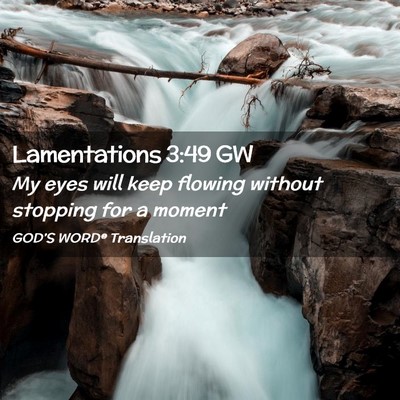 Picture 02 - Lamentations 3:49 GW - My eyes will keep flowing without stopping for a - Bible Verse Picture
