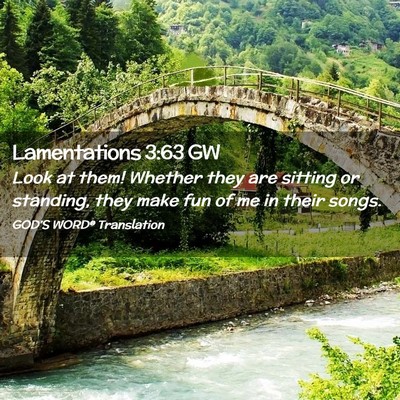 Picture 02 - Lamentations 3:63 GW - Look at them! Whether they are sitting or - Bible Verse Picture