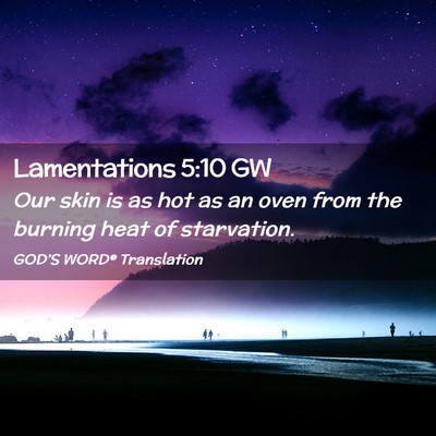 Picture 02 - Lamentations 5:10 GW - Our skin is as hot as an oven from the burning - Bible Verse Picture