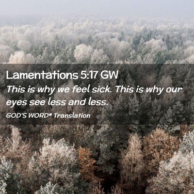 Picture 02 - Lamentations 5:17 GW - This is why we feel sick. This is why our eyes - Bible Verse Picture