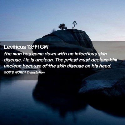 Picture 02 - Leviticus 13:44 GW - the man has come down with an infectious skin - Bible Verse Picture