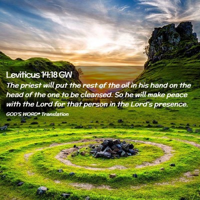 Picture 02 - Leviticus 14:18 GW - The priest will put the rest of the oil in his - Bible Verse Picture