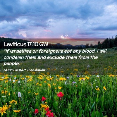 Picture 02 - Leviticus 17:10 GW - “If Israelites or foreigners eat any blood, I - Bible Verse Picture