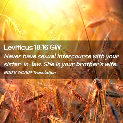 Picture 02 - Leviticus 18:16 GW - Never have sexual intercourse with your - Bible Verse Picture