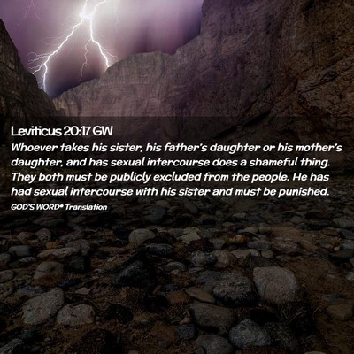 Picture 02 - Leviticus 20:17 GW - Whoever takes his sister, his father’s daughter - Bible Verse Picture