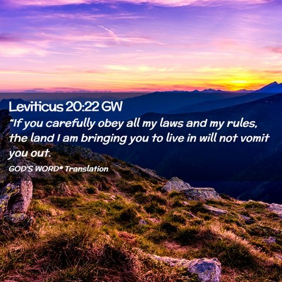 Picture 02 - Leviticus 20:22 GW - “If you carefully obey all my laws and my - Bible Verse Picture