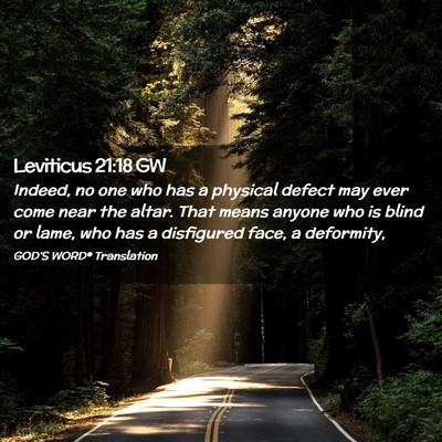 Picture 02 - Leviticus 21:18 GW - Indeed, no one who has a physical defect may ever - Bible Verse Picture