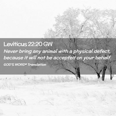 Picture 02 - Leviticus 22:20 GW - Never bring any animal with a physical defect, - Bible Verse Picture