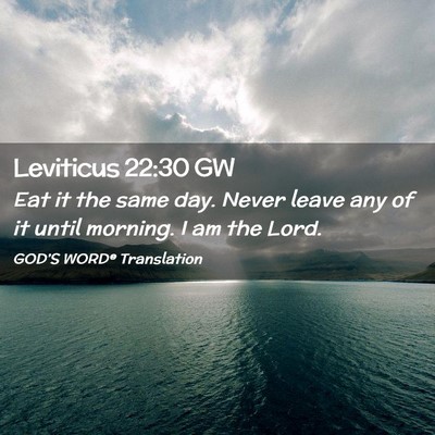 Picture 02 - Leviticus 22:30 GW - Eat it the same day. Never leave any of it until - Bible Verse Picture