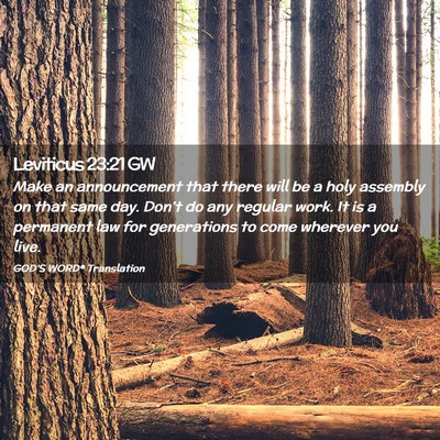 Picture 02 - Leviticus 23:21 GW - Make an announcement that there will be a holy - Bible Verse Picture