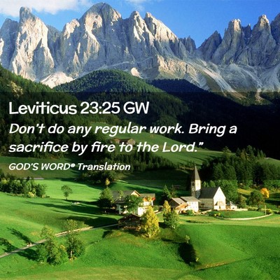 Picture 02 - Leviticus 23:25 GW - Don’t do any regular work. Bring a sacrifice by - Bible Verse Picture