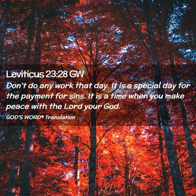 Picture 02 - Leviticus 23:28 GW - Don’t do any work that day. It is a special day - Bible Verse Picture