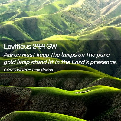 Picture 02 - Leviticus 24:4 GW - Aaron must keep the lamps on the pure gold lamp - Bible Verse Picture