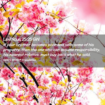 Picture 02 - Leviticus 25:25 GW - If your brother becomes poor and sells some of - Bible Verse Picture