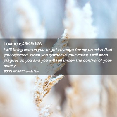 Picture 02 - Leviticus 26:25 GW - I will bring war on you to get revenge for my - Bible Verse Picture