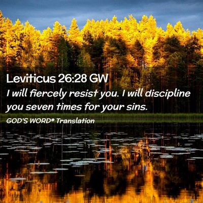 Picture 02 - Leviticus 26:28 GW - I will fiercely resist you. I will discipline you - Bible Verse Picture